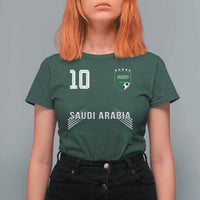Saudi Arabia Soccer Sports Graphic Number 10 Jersey Style T Shirt For Women Proud Saudi Football Fans Game Day Pride