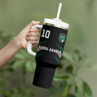 Saudi Arabia Soccer Sports Graphic Number 10 Jersey Style Tumbler With Handle Proud Saudi Football Fans Game Day Pride