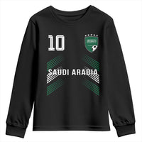 Saudi Arabia Soccer Sports Graphic Number 10 Jersey Style Youth Sweatshirt Proud Saudi Football Fans Game Day Pride
