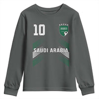 Saudi Arabia Soccer Sports Graphic Number 10 Jersey Style Youth Sweatshirt Proud Saudi Football Fans Game Day Pride