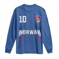 Norway Soccer Sports Graphic Number 10 Jersey Style Long Sleeve Shirt Proud Norwegian Football Fans Game Day Pride