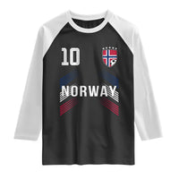 Norway Soccer Sports Graphic Number 10 Jersey Style Raglan Shirt Proud Norwegian Football Fans Game Day Pride