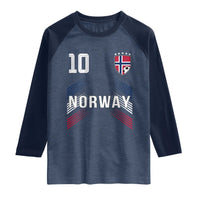 Norway Soccer Sports Graphic Number 10 Jersey Style Raglan Shirt Proud Norwegian Football Fans Game Day Pride
