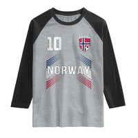 Norway Soccer Sports Graphic Number 10 Jersey Style Raglan Shirt Proud Norwegian Football Fans Game Day Pride