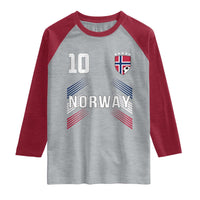 Norway Soccer Sports Graphic Number 10 Jersey Style Raglan Shirt Proud Norwegian Football Fans Game Day Pride