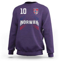 Norway Soccer Sports Graphic Number 10 Jersey Style Sweatshirt Proud Norwegian Football Fans Game Day Pride