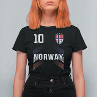 Norway Soccer Sports Graphic Number 10 Jersey Style T Shirt For Women Proud Norwegian Football Fans Game Day Pride