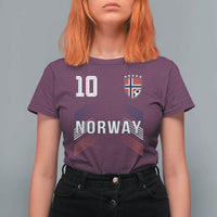 Norway Soccer Sports Graphic Number 10 Jersey Style T Shirt For Women Proud Norwegian Football Fans Game Day Pride