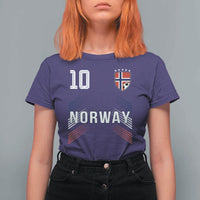 Norway Soccer Sports Graphic Number 10 Jersey Style T Shirt For Women Proud Norwegian Football Fans Game Day Pride
