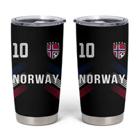 Norway Soccer Sports Graphic Number 10 Jersey Style Tumbler Cup Proud Norwegian Football Fans Game Day Pride