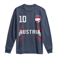 Austria Soccer Sports Graphic Number 10 Jersey Style Long Sleeve Shirt Proud Austrian Football Fans Game Day Pride