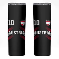 Austria Soccer Sports Graphic Number 10 Jersey Style Skinny Tumbler Proud Austrian Football Fans Game Day Pride