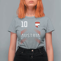 Austria Soccer Sports Graphic Number 10 Jersey Style T Shirt For Women Proud Austrian Football Fans Game Day Pride