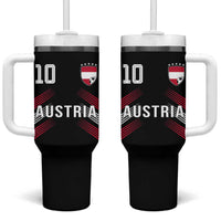 Austria Soccer Sports Graphic Number 10 Jersey Style Tumbler With Handle Proud Austrian Football Fans Game Day Pride