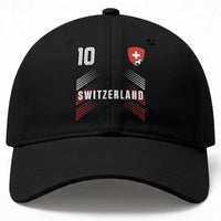 Switzerland Soccer Sports Graphic Number 10 Jersey Style Baseball Cap Proud Swiss Football Fans Game Day Pride