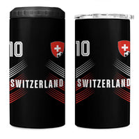 Switzerland Soccer Sports Graphic Number 10 Jersey Style 4 in 1 Can Cooler Tumbler Proud Swiss Football Fans Game Day Pride