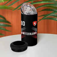 Switzerland Soccer Sports Graphic Number 10 Jersey Style 4 in 1 Can Cooler Tumbler Proud Swiss Football Fans Game Day Pride