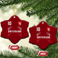 Switzerland Soccer Sports Graphic Number 10 Jersey Style Ceramic Ornament Proud Swiss Football Fans Game Day Pride