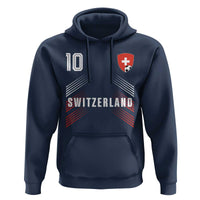 Switzerland Soccer Sports Graphic Number 10 Jersey Style Hoodie Proud Swiss Football Fans Game Day Pride