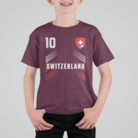 Switzerland Soccer Sports Graphic Number 10 Jersey Style T Shirt For Kid Proud Swiss Football Fans Game Day Pride