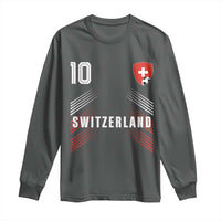 Switzerland Soccer Sports Graphic Number 10 Jersey Style Long Sleeve Shirt Proud Swiss Football Fans Game Day Pride