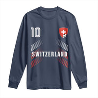 Switzerland Soccer Sports Graphic Number 10 Jersey Style Long Sleeve Shirt Proud Swiss Football Fans Game Day Pride