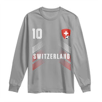 Switzerland Soccer Sports Graphic Number 10 Jersey Style Long Sleeve Shirt Proud Swiss Football Fans Game Day Pride