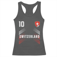 Switzerland Soccer Sports Graphic Number 10 Jersey Style Racerback Tank Top Proud Swiss Football Fans Game Day Pride