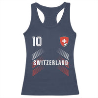 Switzerland Soccer Sports Graphic Number 10 Jersey Style Racerback Tank Top Proud Swiss Football Fans Game Day Pride