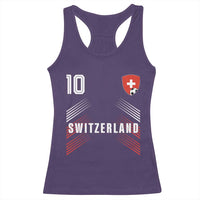 Switzerland Soccer Sports Graphic Number 10 Jersey Style Racerback Tank Top Proud Swiss Football Fans Game Day Pride