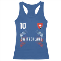 Switzerland Soccer Sports Graphic Number 10 Jersey Style Racerback Tank Top Proud Swiss Football Fans Game Day Pride