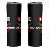 Switzerland Soccer Sports Graphic Number 10 Jersey Style Skinny Tumbler Proud Swiss Football Fans Game Day Pride