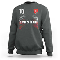 Switzerland Soccer Sports Graphic Number 10 Jersey Style Sweatshirt Proud Swiss Football Fans Game Day Pride