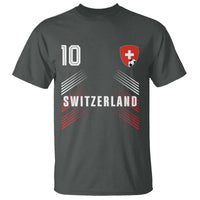 Switzerland Soccer Sports Graphic Number 10 Jersey Style T Shirt Proud Swiss Football Fans Game Day Pride