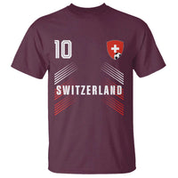 Switzerland Soccer Sports Graphic Number 10 Jersey Style T Shirt Proud Swiss Football Fans Game Day Pride