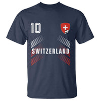 Switzerland Soccer Sports Graphic Number 10 Jersey Style T Shirt Proud Swiss Football Fans Game Day Pride