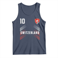 Switzerland Soccer Sports Graphic Number 10 Jersey Style Tank Top Proud Swiss Football Fans Game Day Pride