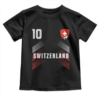 Switzerland Soccer Sports Graphic Number 10 Jersey Style Toddler T Shirt Proud Swiss Football Fans Game Day Pride