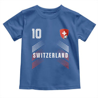 Switzerland Soccer Sports Graphic Number 10 Jersey Style Toddler T Shirt Proud Swiss Football Fans Game Day Pride