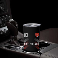 Switzerland Soccer Sports Graphic Number 10 Jersey Style Tumbler Cup Proud Swiss Football Fans Game Day Pride