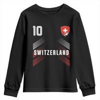 Switzerland Soccer Sports Graphic Number 10 Jersey Style Youth Sweatshirt Proud Swiss Football Fans Game Day Pride