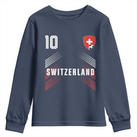 Switzerland Soccer Sports Graphic Number 10 Jersey Style Youth Sweatshirt Proud Swiss Football Fans Game Day Pride