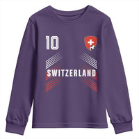 Switzerland Soccer Sports Graphic Number 10 Jersey Style Youth Sweatshirt Proud Swiss Football Fans Game Day Pride