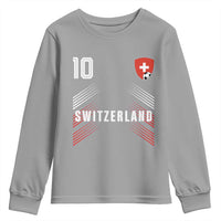 Switzerland Soccer Sports Graphic Number 10 Jersey Style Youth Sweatshirt Proud Swiss Football Fans Game Day Pride