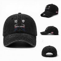 South Korea Soccer Sports Graphic Number 10 Jersey Style Washed Cotton Baseball Cap Proud Korean Football Fans Game Day Pride