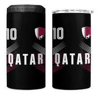 Qatar Soccer Sports Graphic Number 10 Jersey Style 4 in 1 Can Cooler Tumbler Proud Qatari Football Fans Game Day Pride