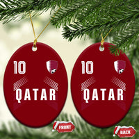 Qatar Soccer Sports Graphic Number 10 Jersey Style Ceramic Ornament Proud Qatari Football Fans Game Day Pride