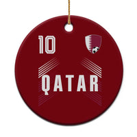 Qatar Soccer Sports Graphic Number 10 Jersey Style Ceramic Ornament Proud Qatari Football Fans Game Day Pride
