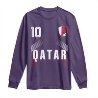 Qatar Soccer Sports Graphic Number 10 Jersey Style Long Sleeve Shirt Proud Qatari Football Fans Game Day Pride