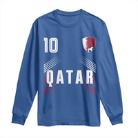 Qatar Soccer Sports Graphic Number 10 Jersey Style Long Sleeve Shirt Proud Qatari Football Fans Game Day Pride